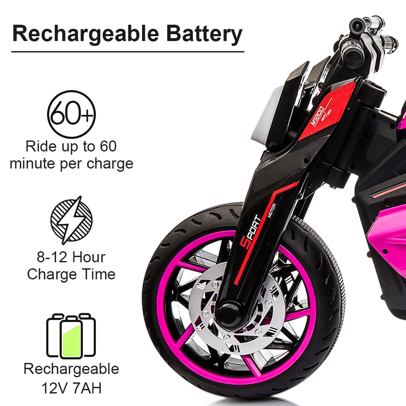12V Battery-Powered Electric Ride-On 3-Wheel Kids Trike Motorcycle Trend Times 5