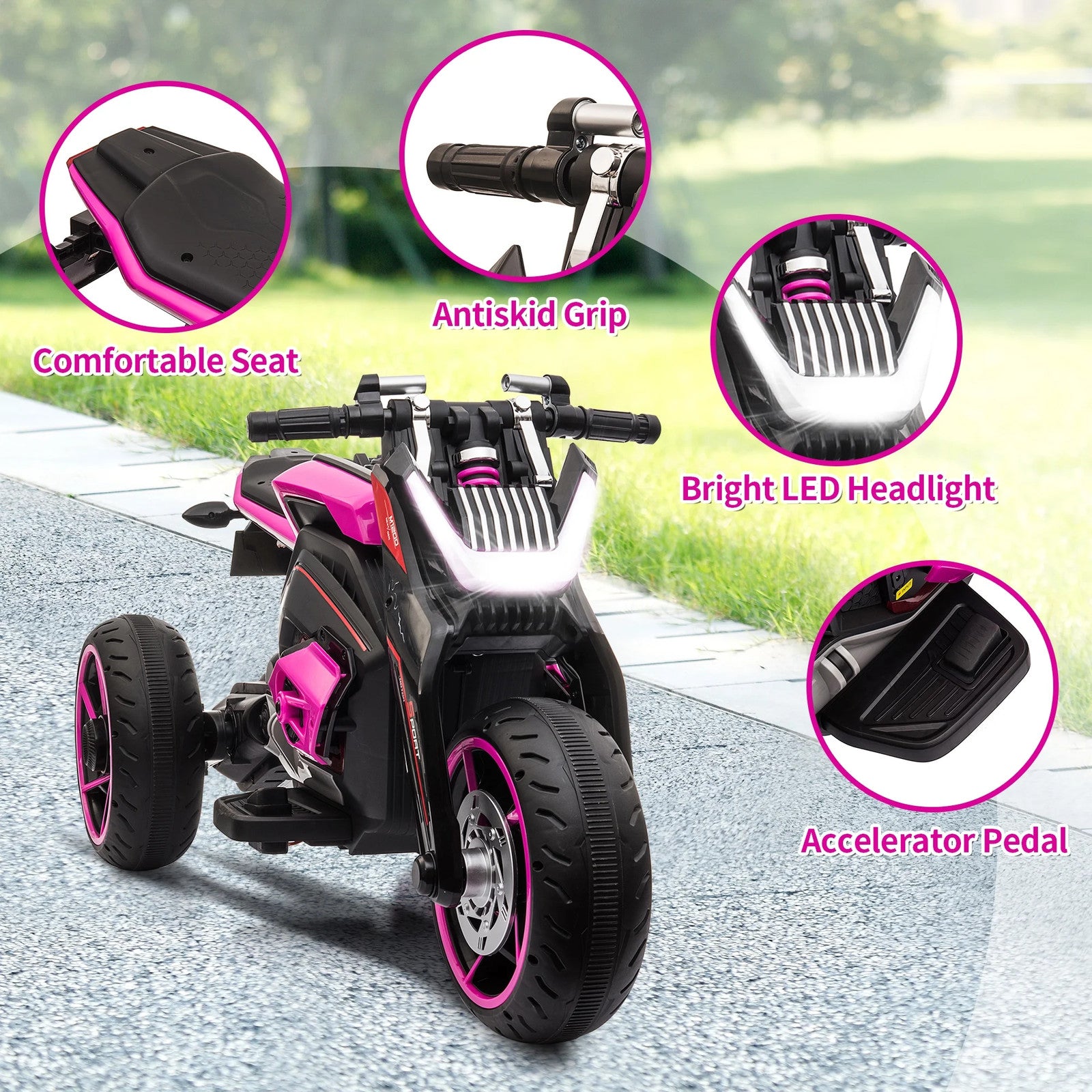 12V Battery-Powered Electric Ride-On 3-Wheel Kids Trike Motorcycle Trend Times 6