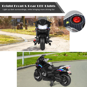 12V Kids Electric Ride-On Motorcycle with Training Wheels and Lights – Black Trend Times 6