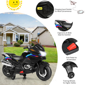 12V Kids Electric Ride-On Motorcycle with Training Wheels and Lights – Black Trend Times 9