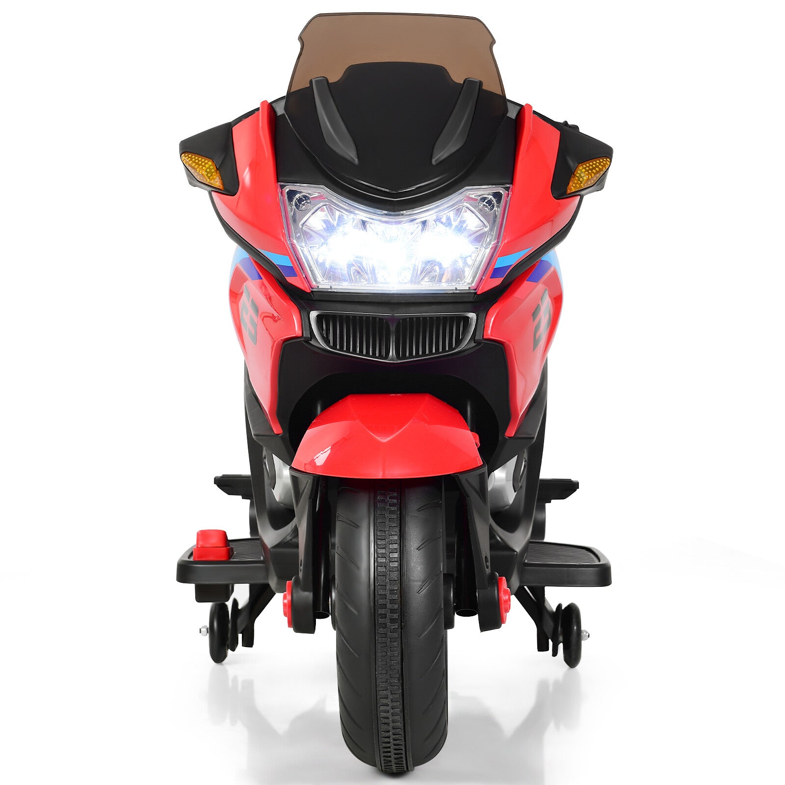 12V Electric Kids Ride-On Motorcycle with Training Wheels and Lights Red Trend Times 10