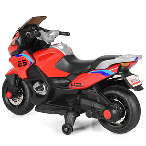 12V Electric Kids Ride-On Motorcycle with Training Wheels and Lights Red Trend Times 11