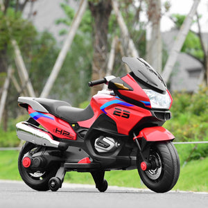 12V Electric Kids Ride-On Motorcycle with Training Wheels and Lights Red Trend Times 2
