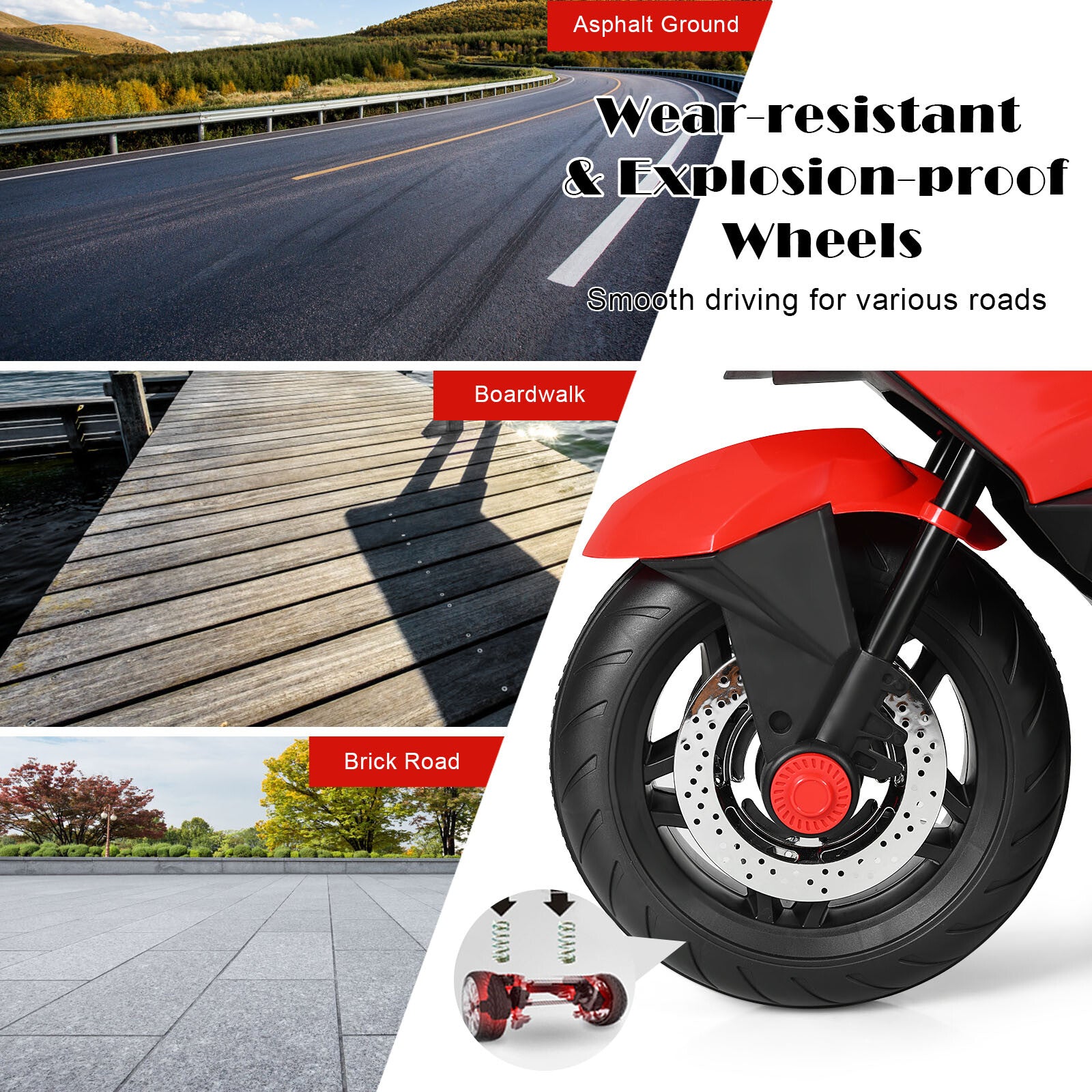 12V Electric Kids Ride-On Motorcycle with Training Wheels and Lights Red Trend Times 8