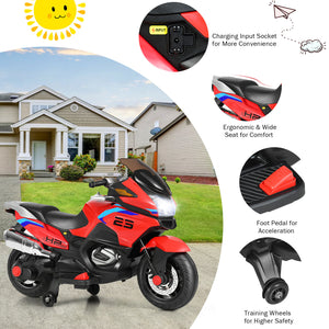12V Electric Kids Ride-On Motorcycle with Training Wheels and Lights Red Trend Times 9