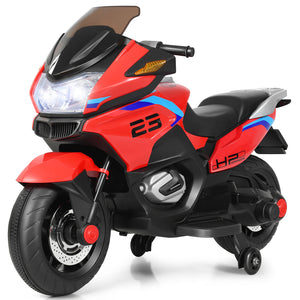 12V Electric Kids Ride-On Motorcycle with Training Wheels and Lights Red Trend Times Variant 0