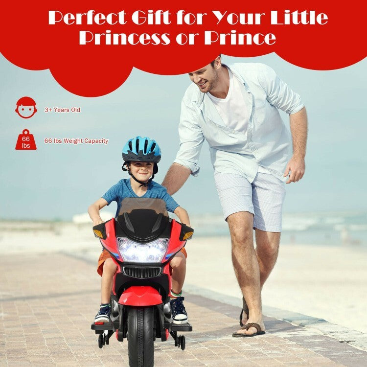 12V Electric Ride-On Motorcycle for Toddlers with Training Wheels Trend Times 6