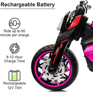 12V Electric 3-Wheel Ride-On Trike Motorcycle for Kids and Boys Trend Times 3