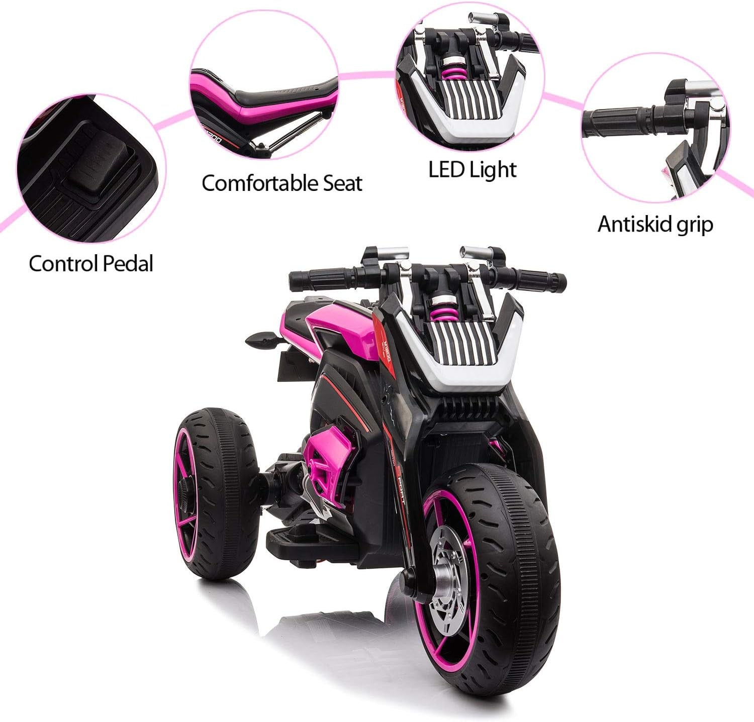 12V Electric 3-Wheel Ride-On Trike Motorcycle for Kids and Boys Trend Times 4