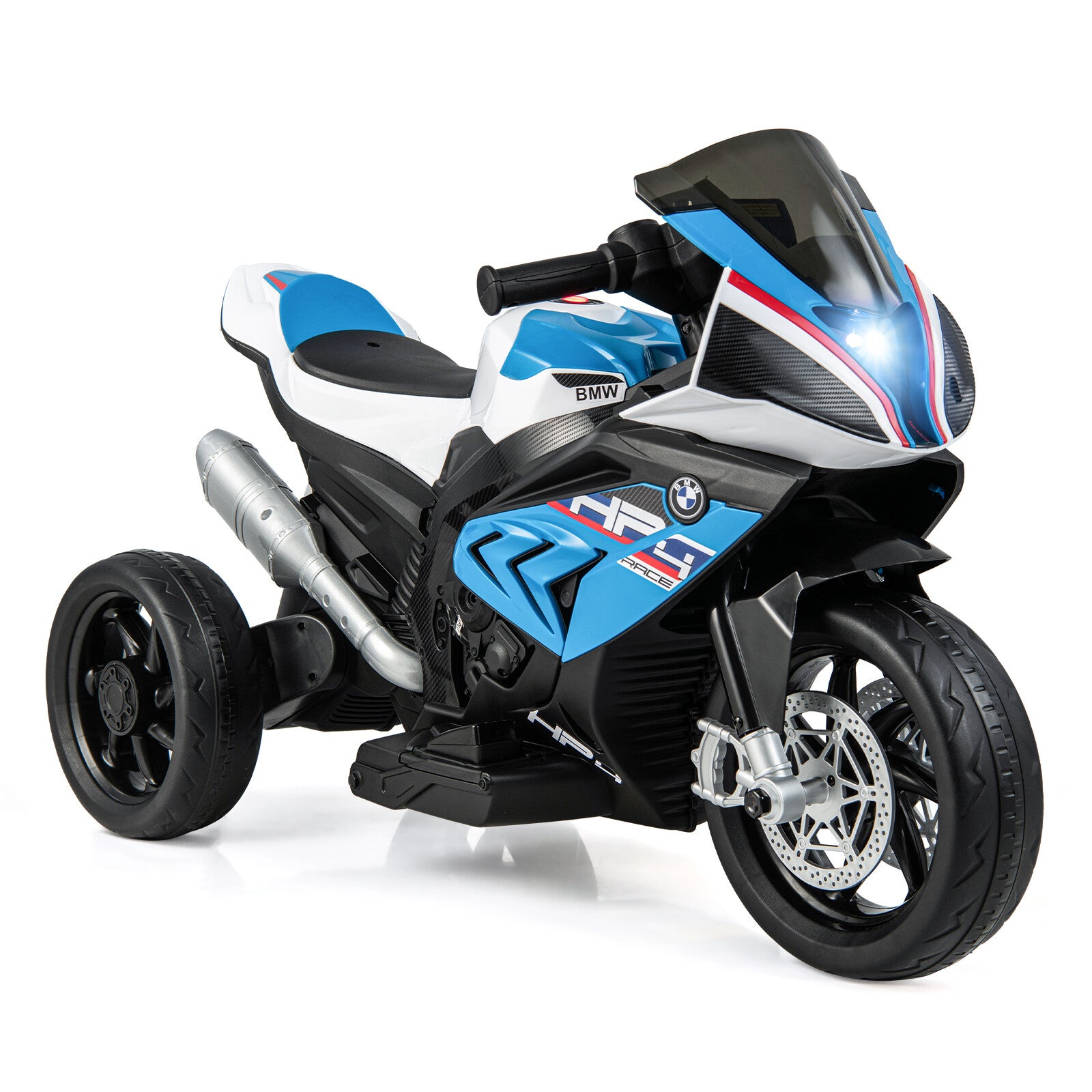 12V Kids Ride-On Motorcycle with LED Headlights and Non-Slip Wheels Blue Trend Times 0
