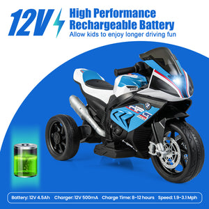 12V Kids Ride-On Motorcycle with LED Headlights and Non-Slip Wheels Blue Trend Times 6