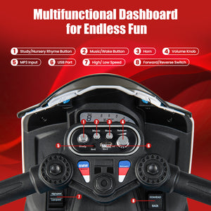 12V Kids Ride-On Motorcycle with Bright LED Headlights and Non-Slip Wheels Red Trend Times 4