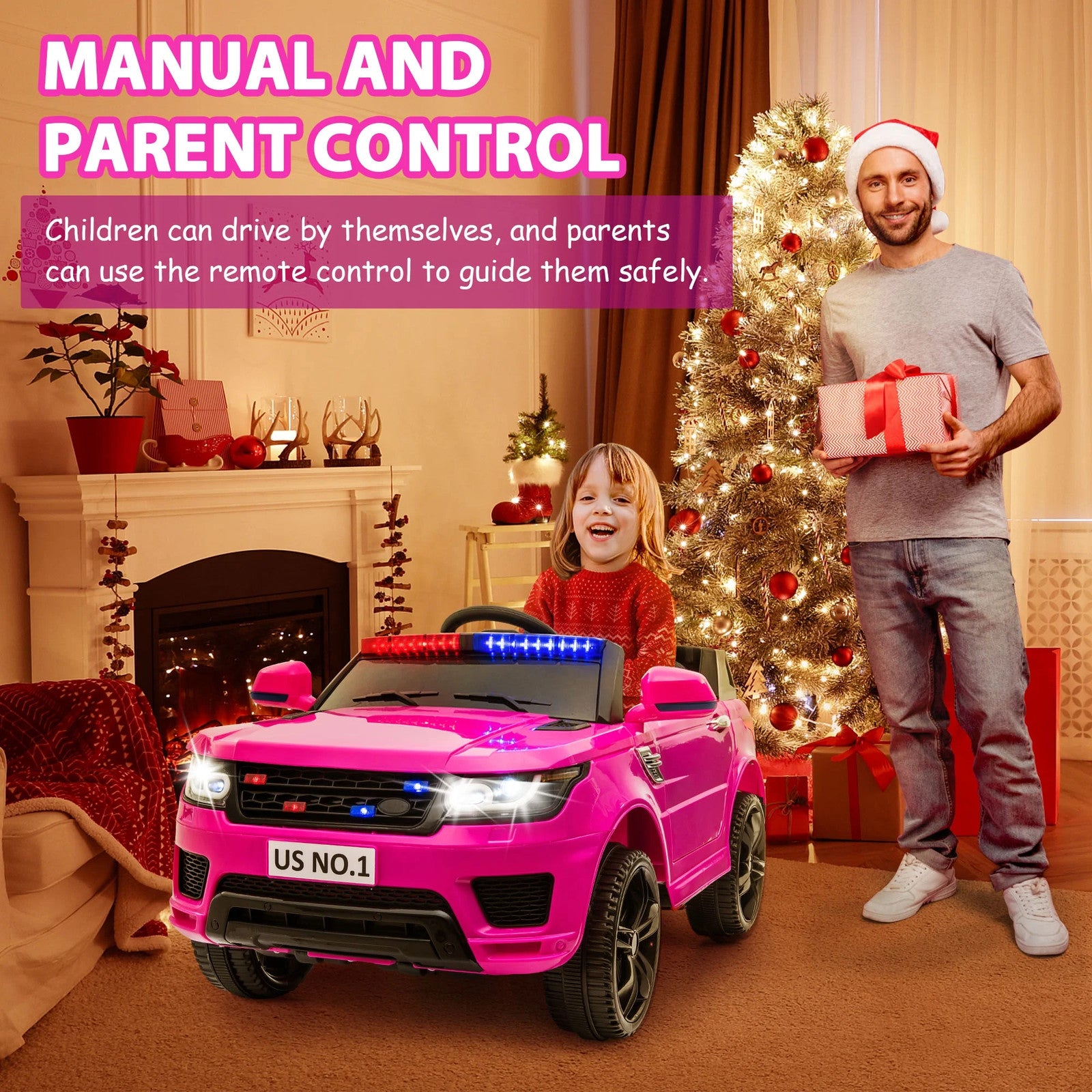 12V Kids Electric Ride-On Police Car with Battery and Remote Control Trend Times 1