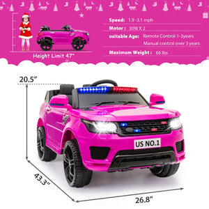 12V Kids Electric Ride-On Police Car with Battery and Remote Control Trend Times 2