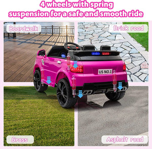 12V Kids Electric Ride-On Police Car with Battery and Remote Control Trend Times 8