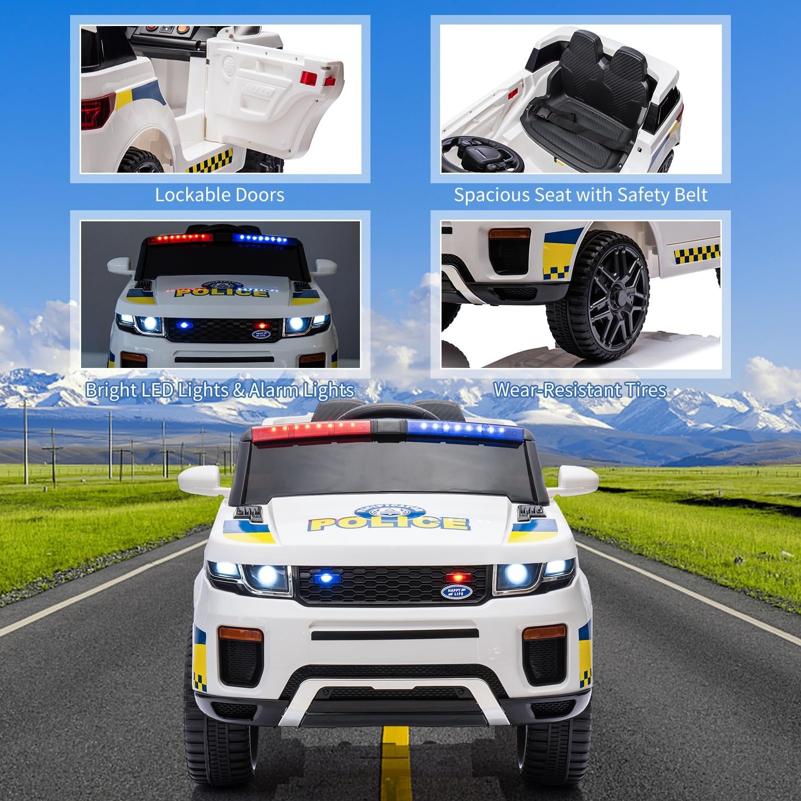 12V Battery Operated Kids Police SUV Ride-On Toy Car for Toddlers Trend Times 4