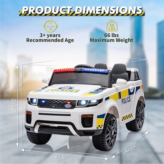 12V Electric Police SUV Ride-On Car for Toddlers with 2.4G Remote Control Trend Times 4