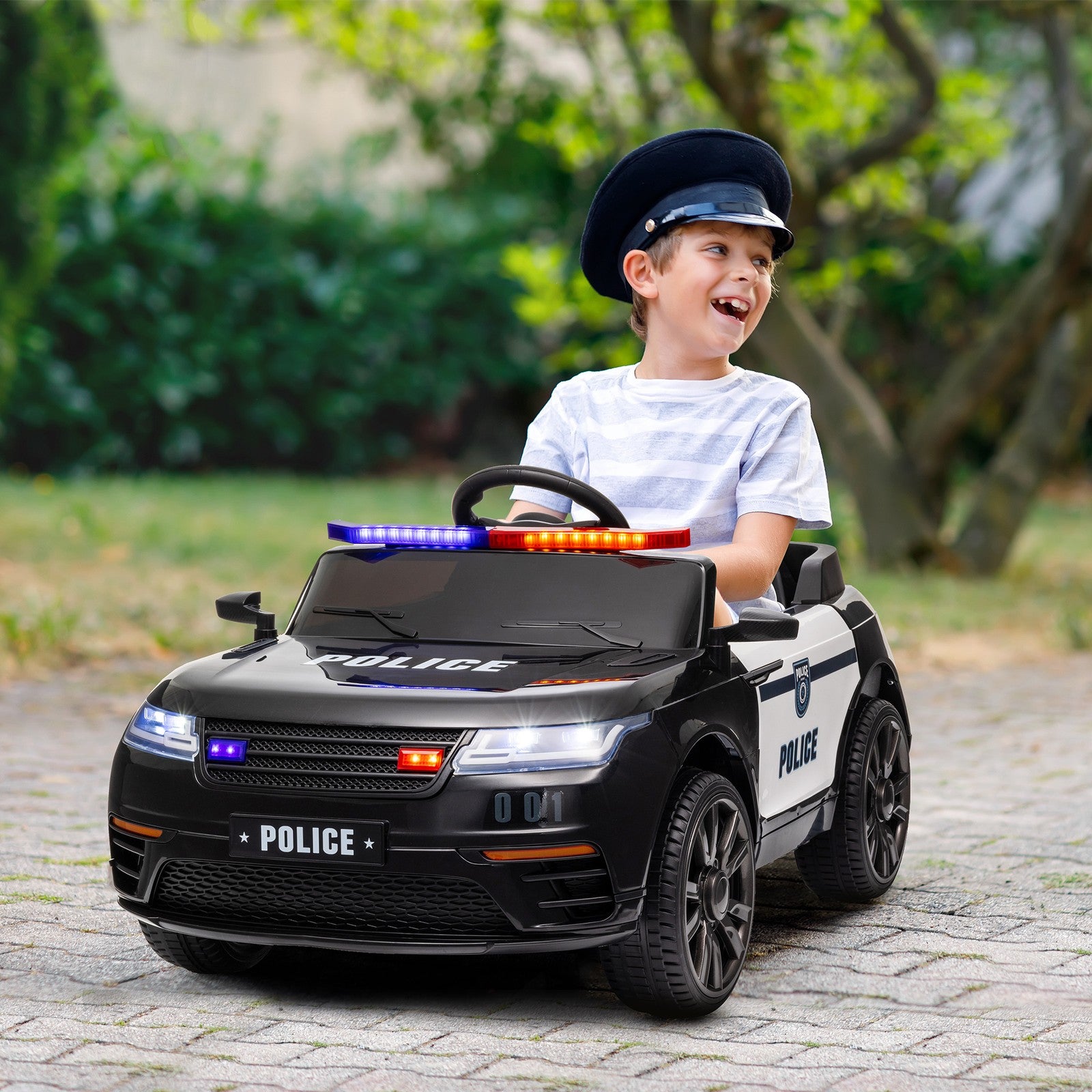 12V Kids Ride-On Police Car with Remote Control Black Trend Times 0