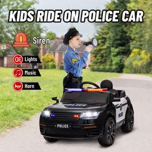 12V Kids Ride-On Police Car with Remote Control Black Trend Times 5