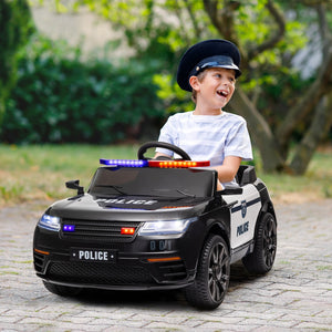 12V Kids Ride-On Police Car with Remote Control Black Trend Times 1