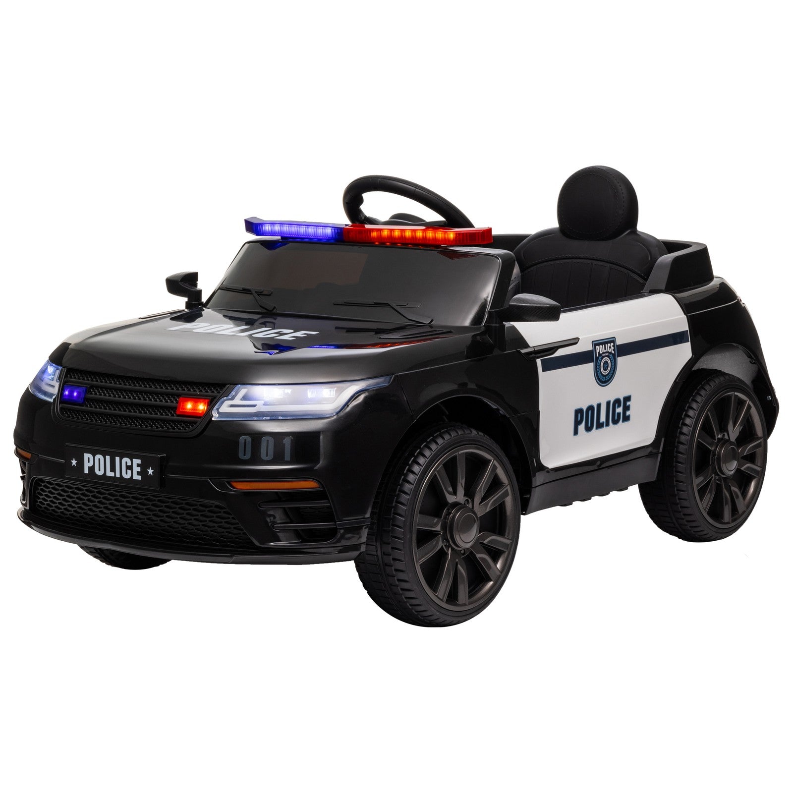 12V Kids Ride-On Police Car with Remote Control Black Trend Times 3