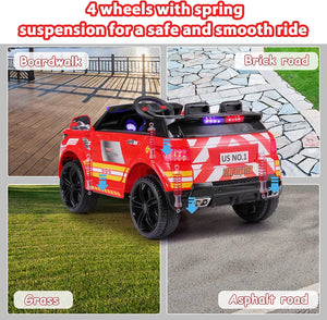 12V Battery-Powered Kids Ride-On Police Car with Remote Control 4-Wheeler Truck Trend Times 3