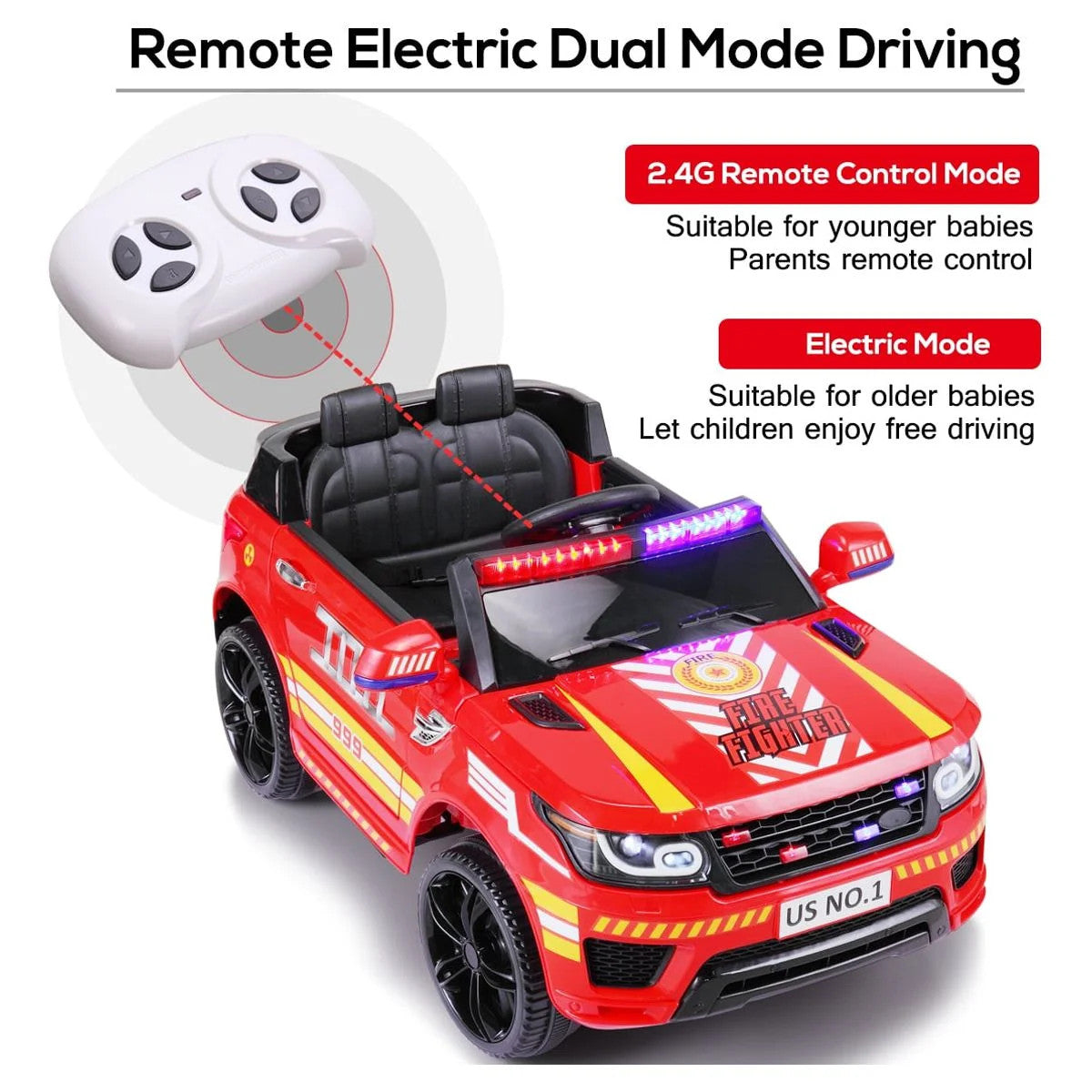 12V Battery-Powered Kids Ride-On Police Car with Remote Control 4-Wheeler Truck Trend Times 6