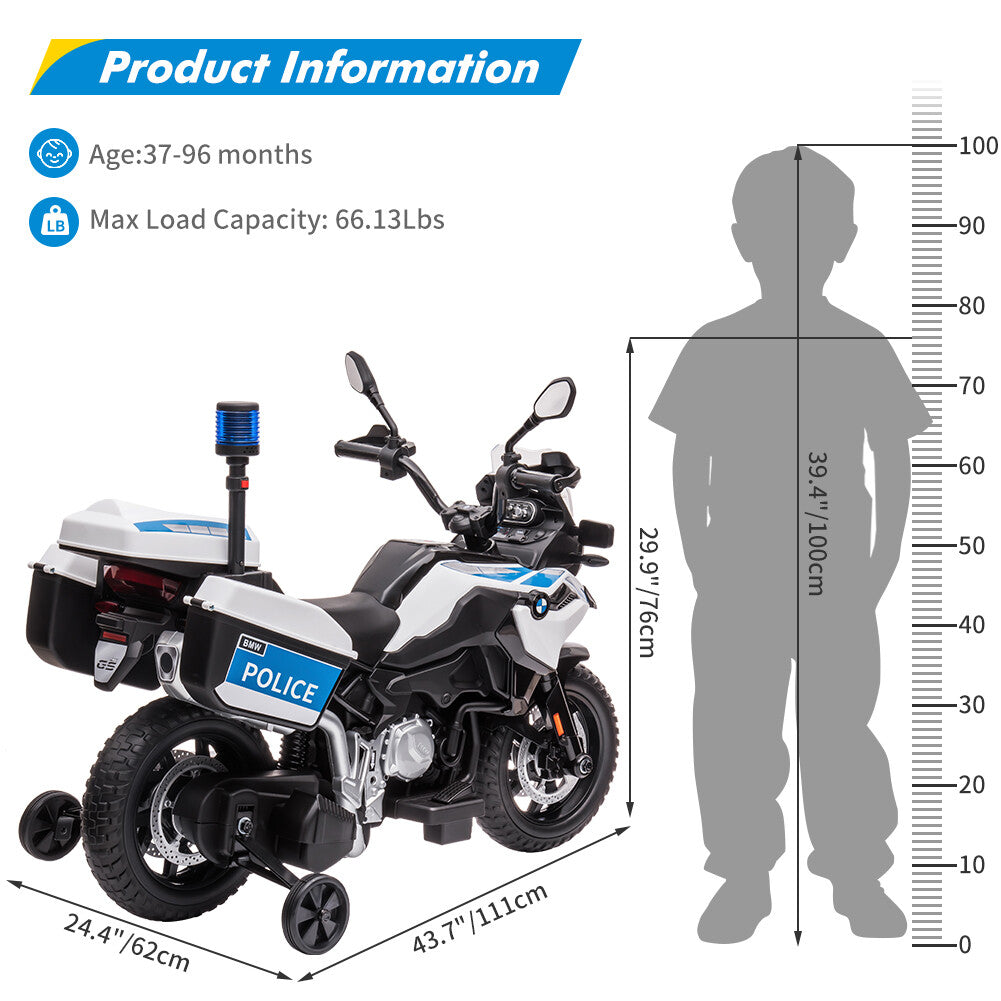12V Kids Ride-On Police Motorcycle with 2 Speeds, EVA Tires, Storage Boxes, and Lights Trend Times 2