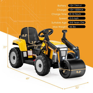 12V Kids Ride-On Road Roller Toy Car with 2.4G Remote Control for Children Trend Times 3