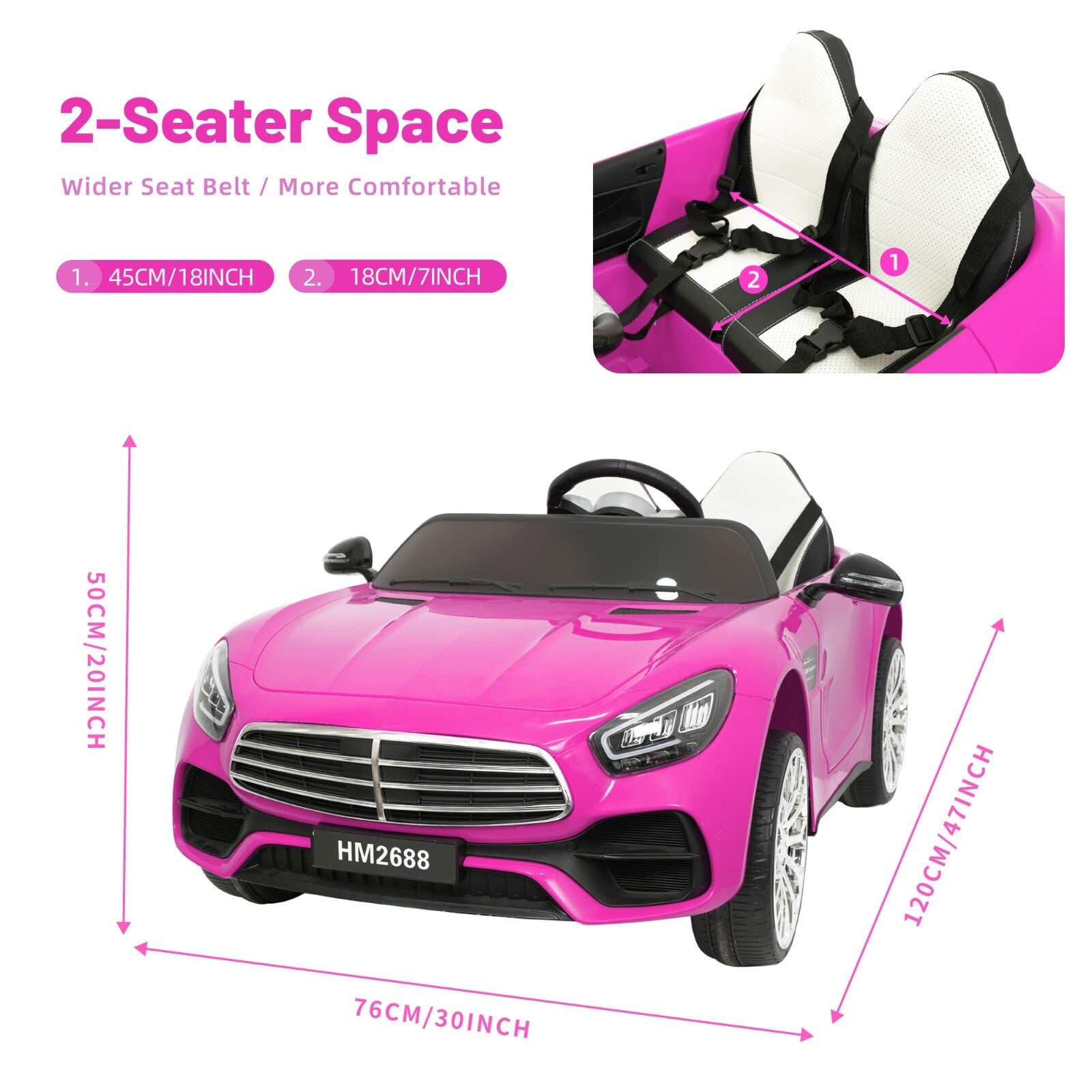 12V Electric Ride-On Car for Kids with 2 Seats, Power Wheels and Parental Remote Control Trend Times 6