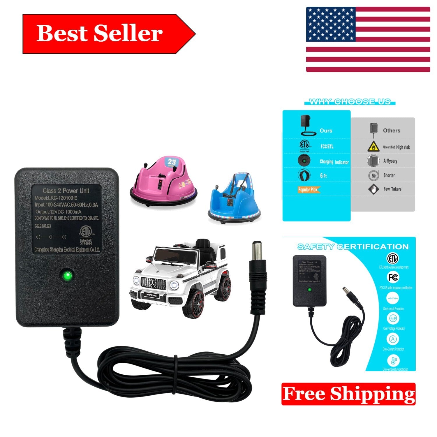 12V Universal Safe Power Charger for Kids Ride-On Bumper Cars Toy Trend Times 0