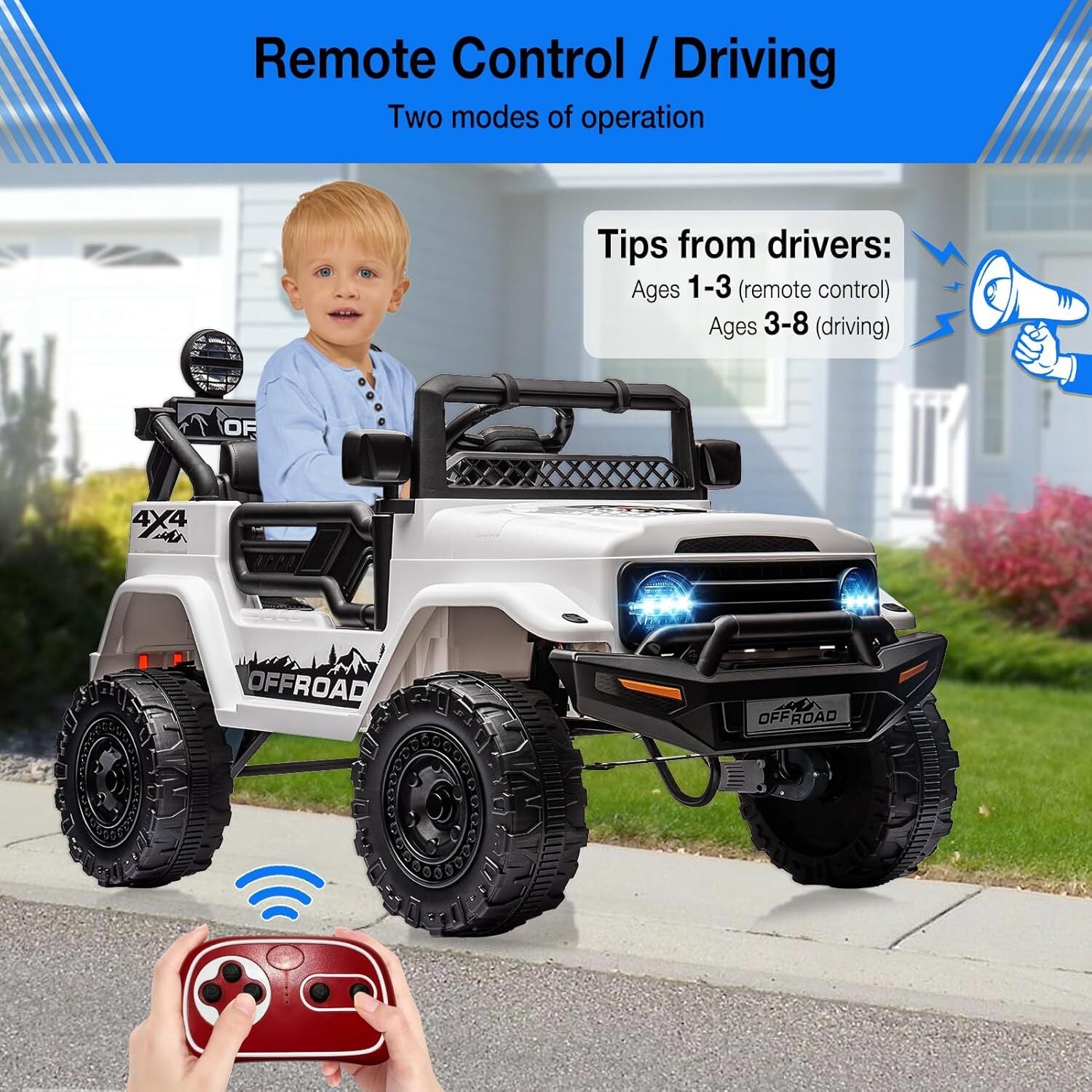 12V Electric Kids Ride-On Jeep Car with Battery Power, LED Lights, and Remote Control Trend Times 4