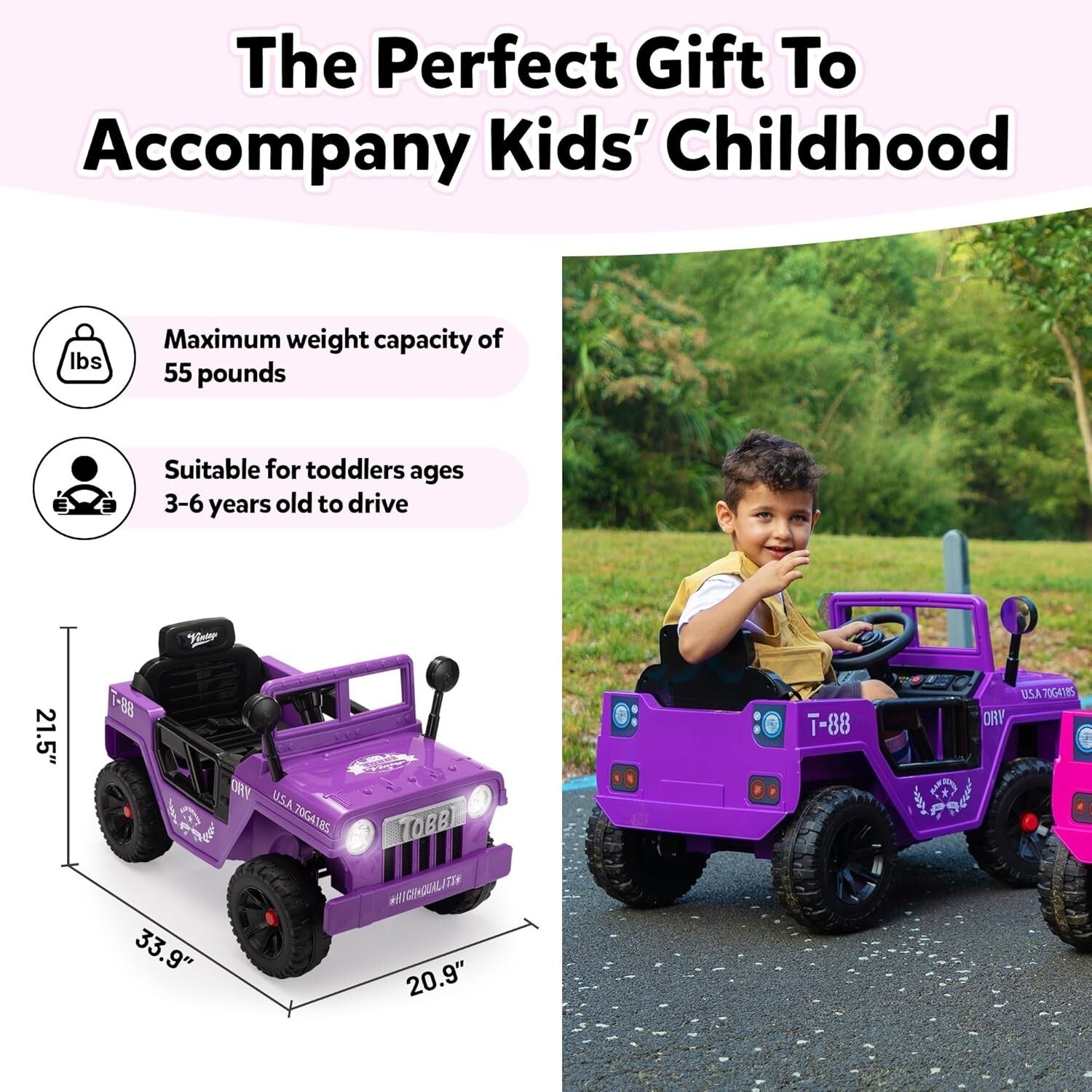 12V Electric Kids Ride-On Jeep Car with Battery Power, Remote Control, and LED Lights Trend Times 3