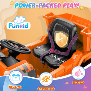 12V Kids Electric Ride-On Dump Truck with Remote Control and Power Wheels Trend Times 21