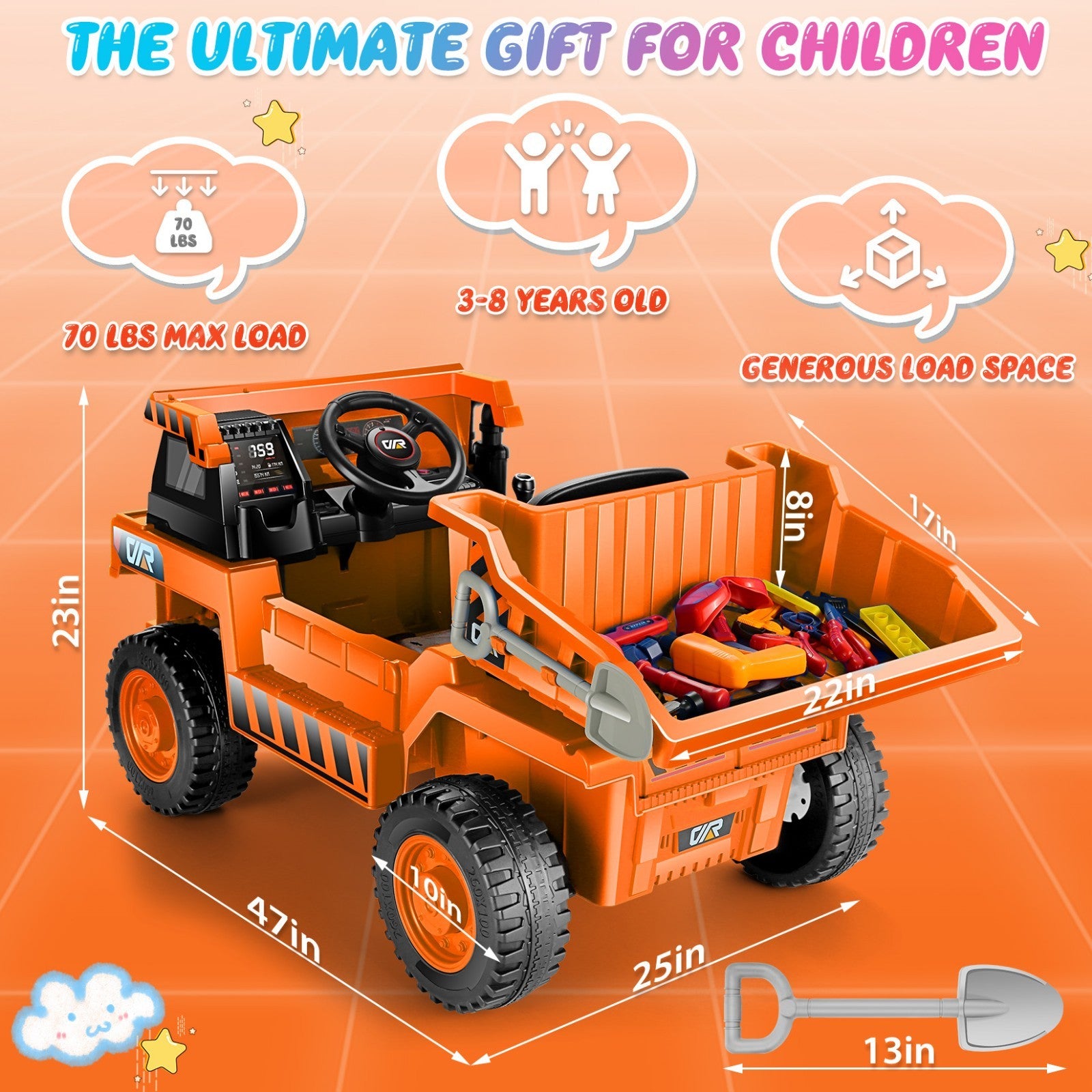 12V Kids Electric Ride-On Dump Truck with Remote Control and Power Wheels Trend Times 26