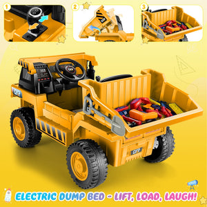 12V Kids Electric Ride-On Dump Truck with Remote Control and Power Wheels Trend Times 4