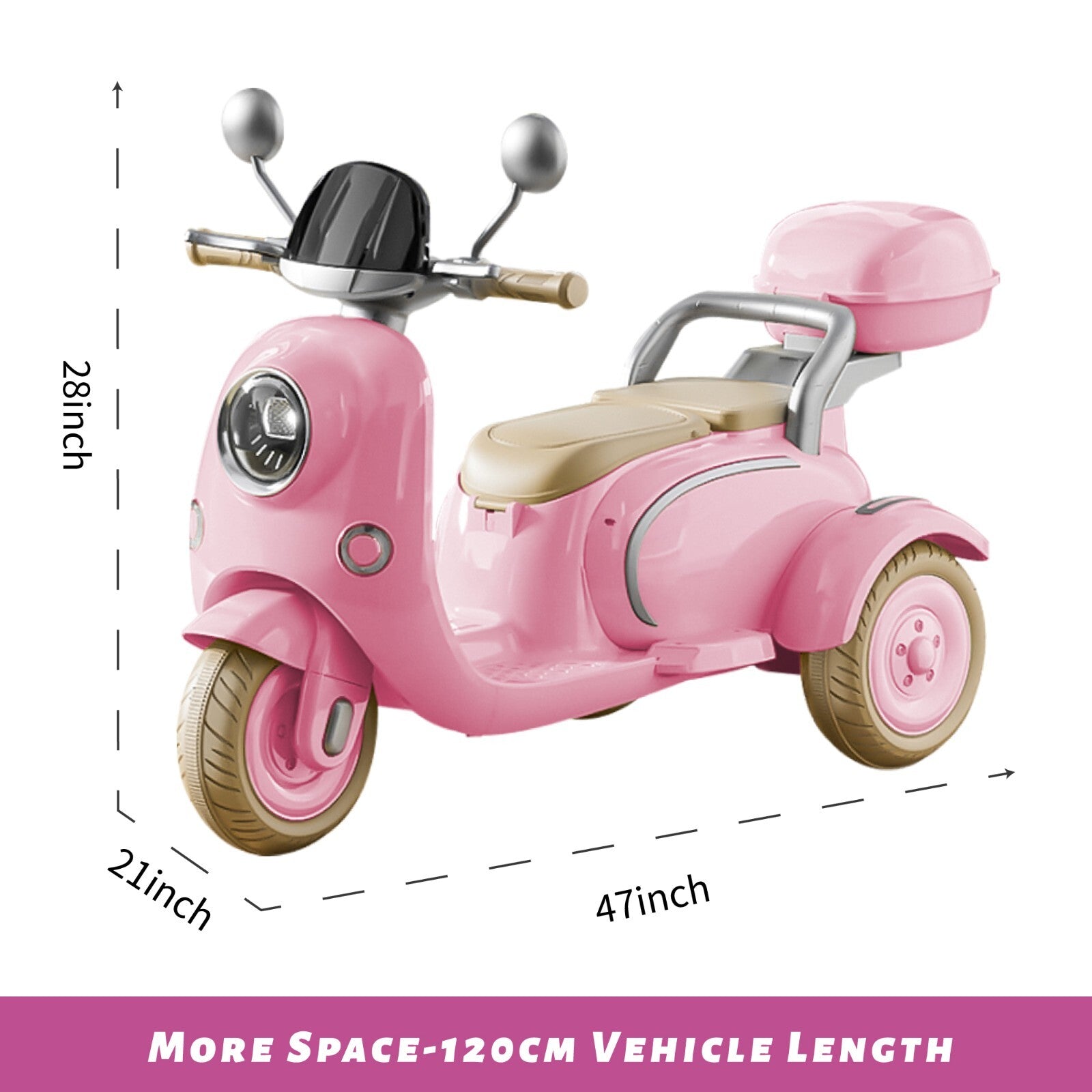 12V Kids Electric Ride-On Moped Motorcycle 2-Seater with Bluetooth and LED Lights Trend Times 12
