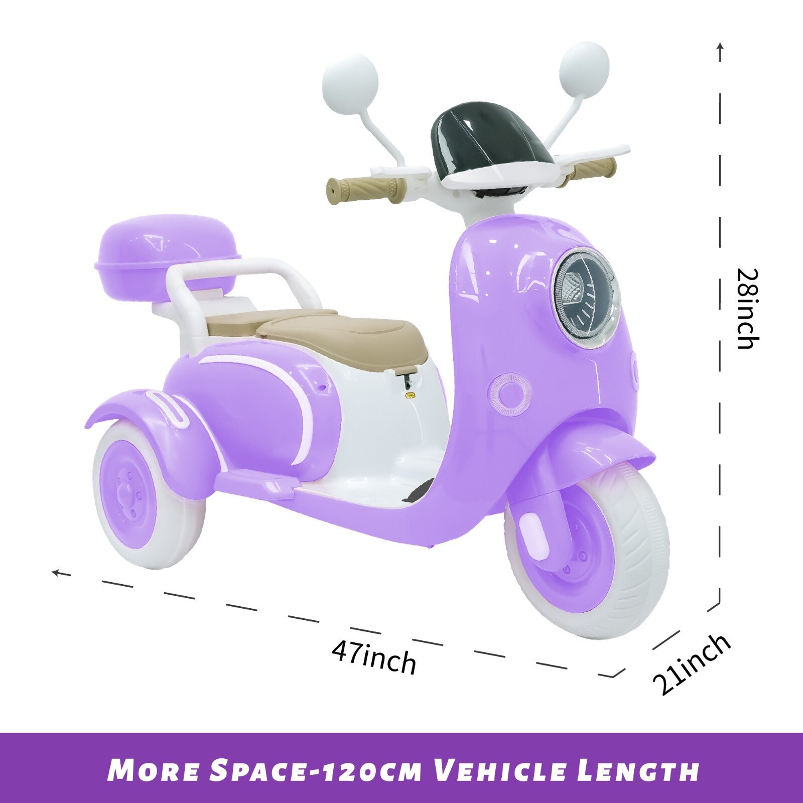 12V Kids Electric Ride-On Moped Motorcycle 2-Seater with Bluetooth and LED Lights Trend Times 5