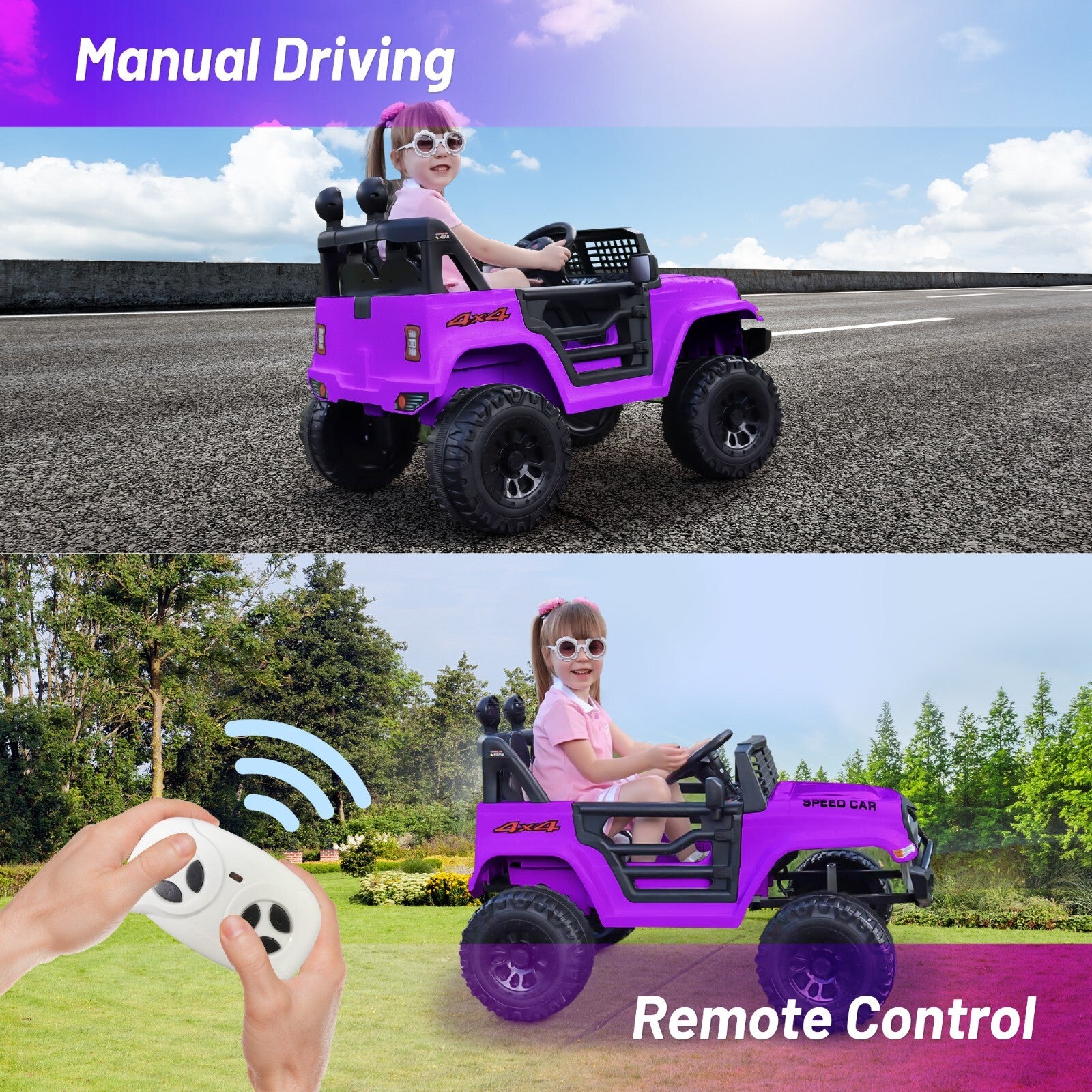 12V Electric Kids Ride-On Jeep Car with Power Wheels, 4mph Speed, LED Lights, and Parental Remote Control Trend Times 1