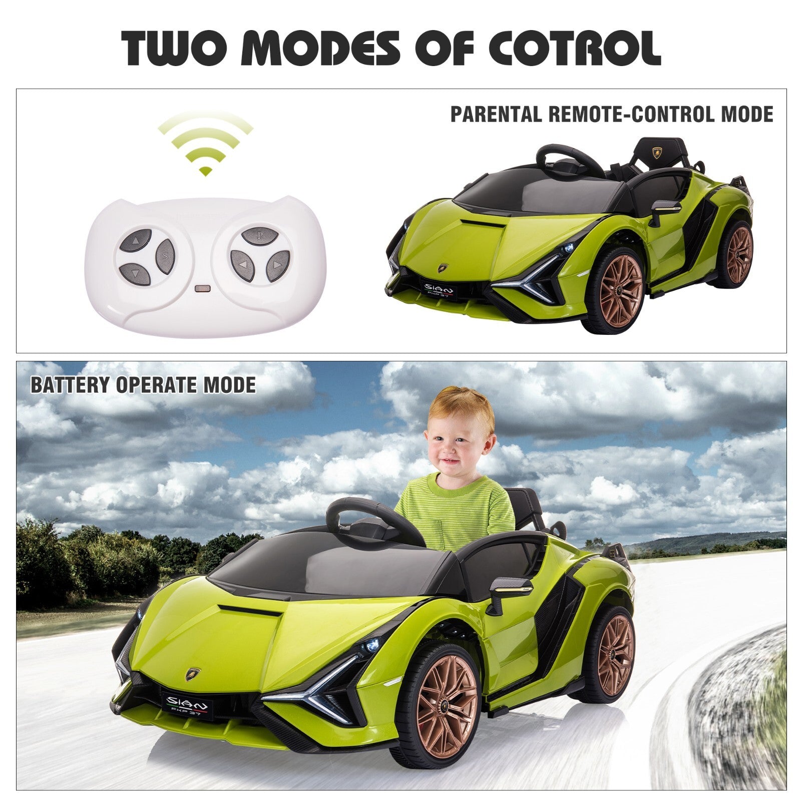 12V Kids Licensed Lamborghini SIAN Electric Ride-On Car with Remote Control Trend Times 2