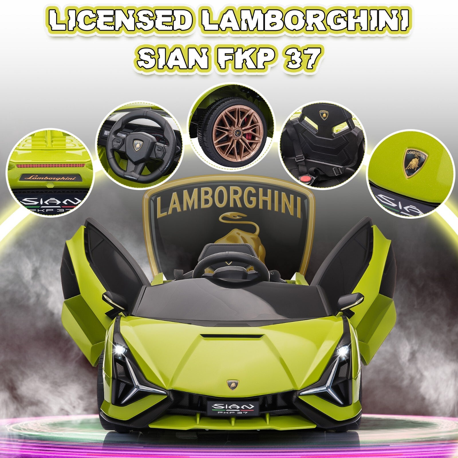 12V Kids Licensed Lamborghini SIAN Electric Ride-On Car with Remote Control Trend Times 4