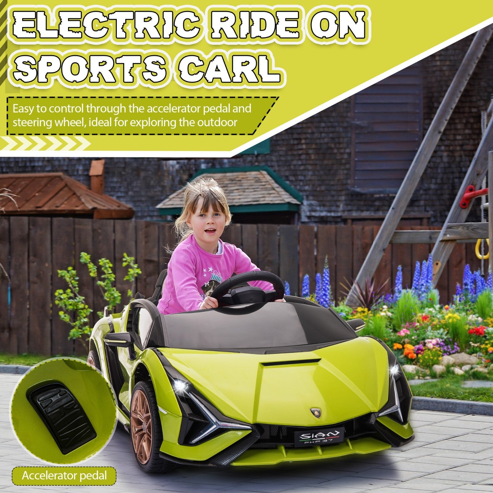12V Kids Licensed Lamborghini SIAN Electric Ride-On Car with Remote Control Trend Times 5