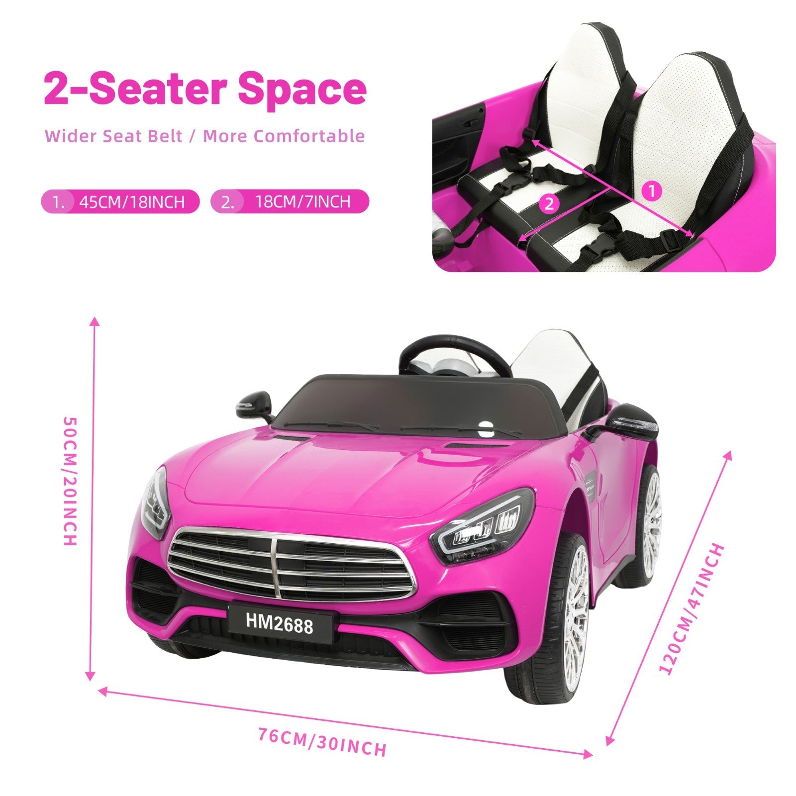 12V Electric 2-Seater Kids Ride-On Car with Parental Remote Control and Powered Wheels Trend Times 6