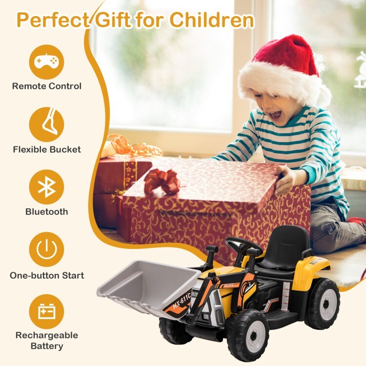 12V Kids Ride-On Excavator Truck with Adjustable Arm and Bucket Toy Trend Times 4
