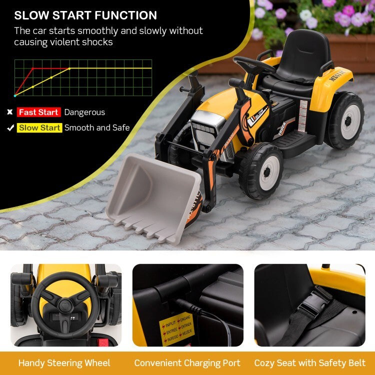 12V Kids Ride-On Excavator Truck with Adjustable Arm and Bucket Toy Trend Times 6