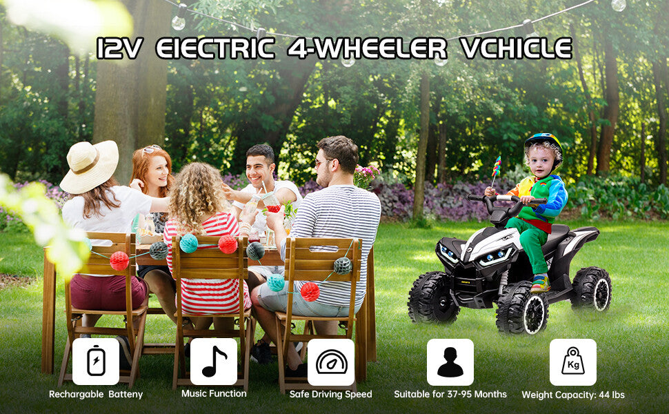 12V Electric Kids Ride-On ATV Quad with Battery Powered 4 Wheels and Adjustable Speed Trend Times 10