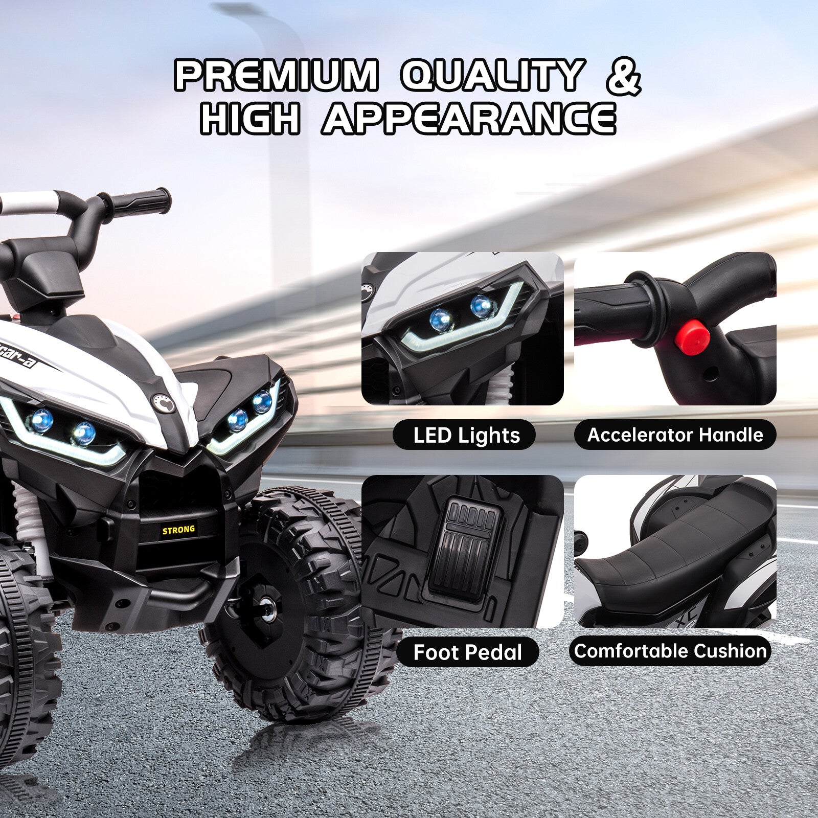 12V Electric Kids Ride-On ATV Quad with Battery Powered 4 Wheels and Adjustable Speed Trend Times 6