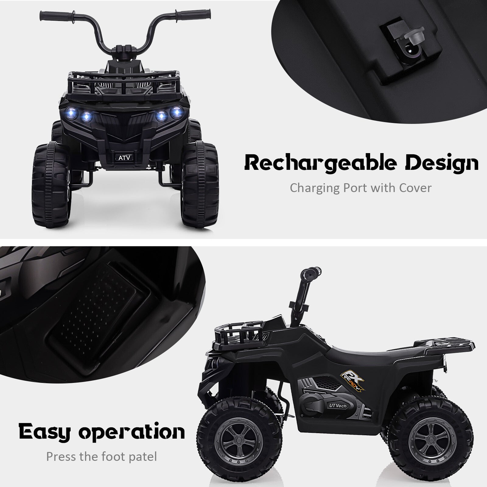 12V Battery-Powered Electric Ride-On Car for Kids with LED Lights Trend Times 9
