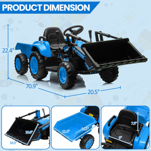 12V Kids Electric Ride-On Tractor and Bulldozer Vehicle with Trailer and Music Trend Times 15