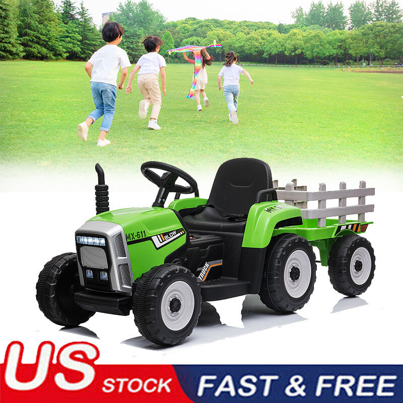 12V Battery-Powered Kids Ride-On Tractor Truck Toy with Trailer and LED Lights Trend Times Variant 0